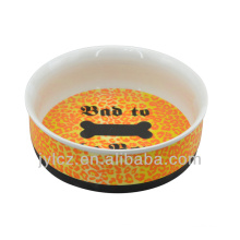 ceramic pet food bowl with printing and silicone base